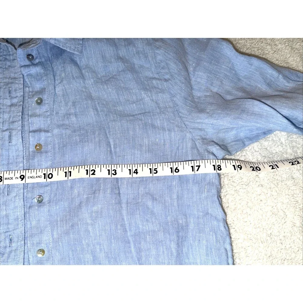 Linen Button Shirt Size 6 Long Sleeve Womens H&M Light Blue Lightweight - Picture 3 of 12